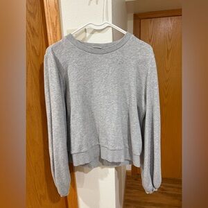 A New Day Gray Textured Sweater with Puffy Sleeves